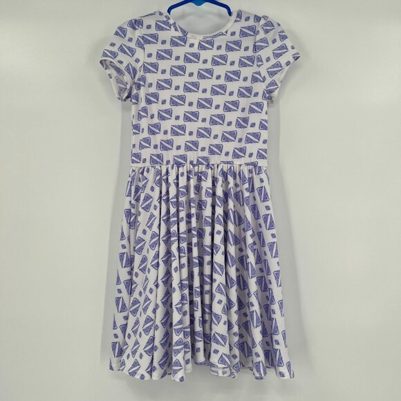Dot Dot Smile Girl's Cap Dress 3-4 NWT White/Purple Geometric Shape Print - Picture 5 of 5